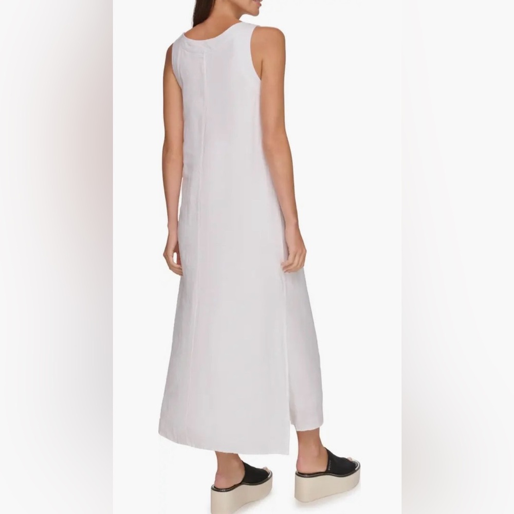 DKNY White Sleeveless V-Neck Linen Maxi Dress, size XX-Large, NWT - Picture 3 of 9